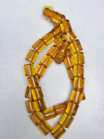 Muhammed Azazi Usta İşçilikli Sıkma Kehribar Tesbih  Kesme Kesim (9 x 10 mm) ürün görseli 1