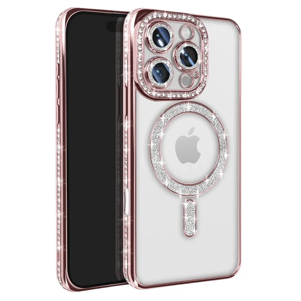 Apple İphone 16 Pro Max Kılıf Joke Simli Magneticsafe Kılıf - Pembe ürün görseli 1