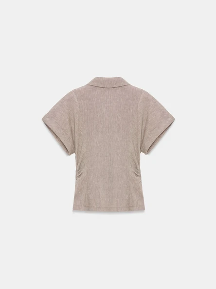 50548 DİLVİN DRAPE VÜCUDA OTURAN GÖMLEK - Resim 8