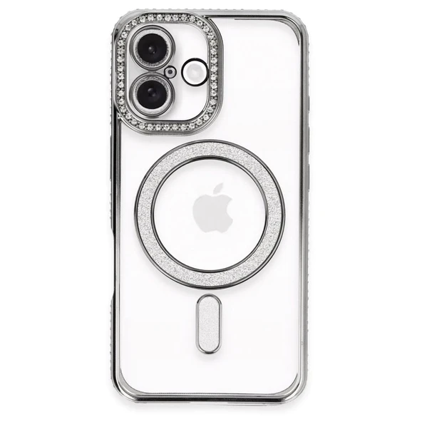 Apple İphone 16 Plus Kılıf Joke Simli Magneticsafe Kılıf - Gri ürün görseli 1
