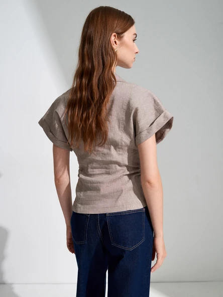 50548 DİLVİN DRAPE VÜCUDA OTURAN GÖMLEK - Resim 10