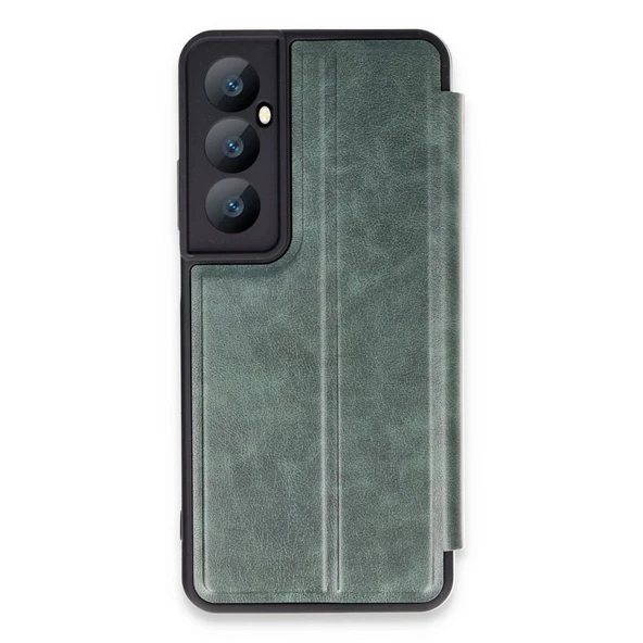Realme C65 Kılıf Flip Cover - Koyu Yeşil ürün görseli 1