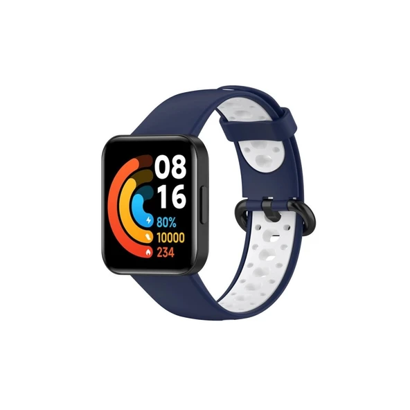 Xiaomi Redmi Watch 2 Spor Delikli Kordon - Lacivert-beyaz ürün görseli 1