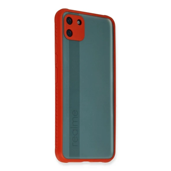 Realme C11 Kılıf Miami Şeffaf Silikon - Kırmızı ürün görseli 1