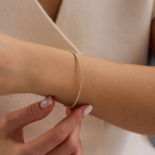 14 Ayar İtalyan Dorika Kelepçe Altın Bileklik 2 mm 1.80 Gram ürün görseli 1