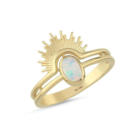14 Ayar Opal Taşlı Güneş Model Altın Yüzük 2,75 Gr ürün görseli 1
