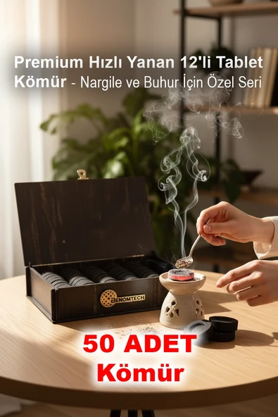 Premium Hızlı Yanan 50'li Tablet Kömür - Nargile ve Buhur İçin Özel Seri ürün görseli 1