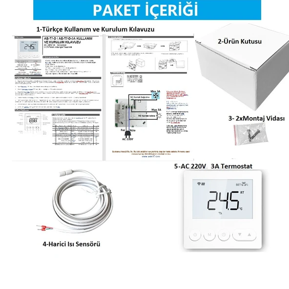 YATE10 220V 3A LCD Ekranlı Termostat - Resim 3