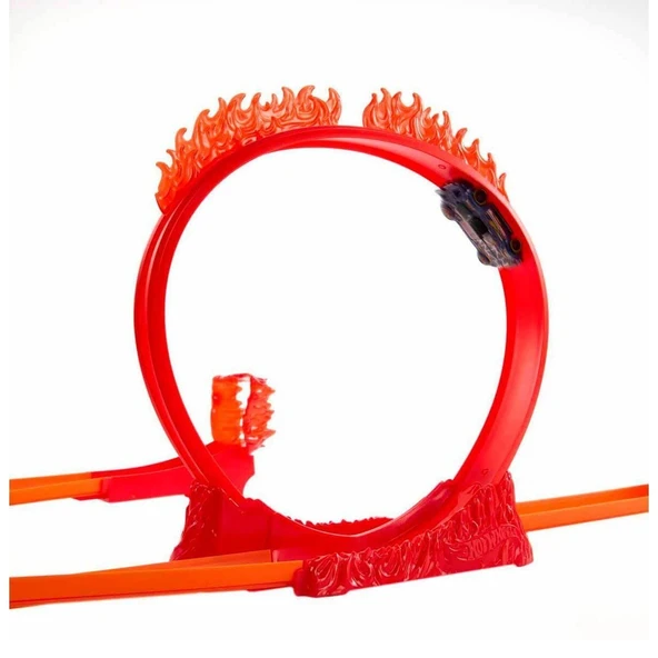 C04 Hot Wheels Track Builder Alev Temalı Akrobasi Seti - Resim 3