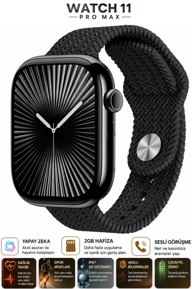 Watch HK11 PRO MAX Siyah Akıllı Saat Sesli Görüşme Yapay Zeka Destekli iPhone Android Uyumlu 8-9-10 ürün görseli 1