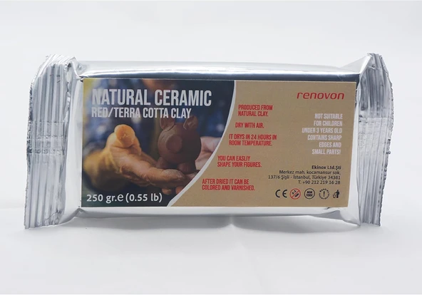 Seramik Ki̇l Hamuru, Kirmizi Terra/Cotta 250 Gr Fırınlamaya Gerek Olmayan Güzel Sanatlar Figür Heykel Modelleme Oyun Montessori Sınıfları Için Toksik Olmayan Doğal Kil ürün görseli 1