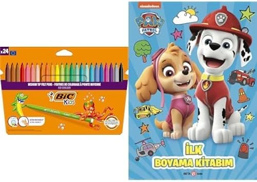 Bic Kids Kid Couleur 24'Lü Keçeli Boya Kalemi Paw Patrol İlk Boyama Kitabım ürün görseli 1
