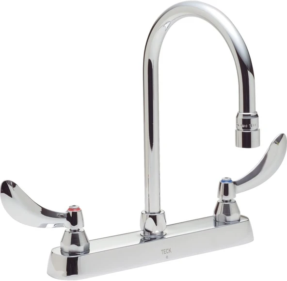 Musluk 26C3934 26T, İki Kulplu 8 İnç Döküm Güverte Montajlı Musluk, Krom, 6.5 X 7.7 X 12 Inç ürün görseli 1