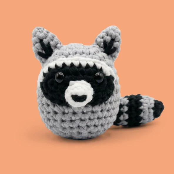 Raccon Tığ Kiti Yeni Başlayanlar İçin Videolu Peluş Amigurumi Örgü Oyuncak Seti ürün görseli 1