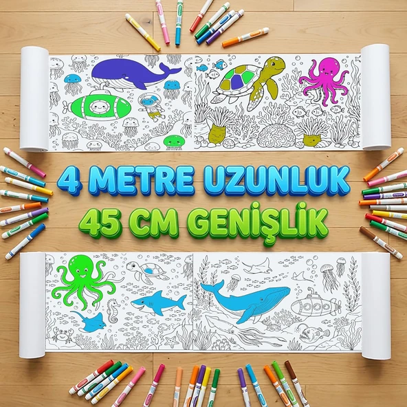 Dev Rulo Boyama Kağıdı Okyanus Macerası 4 Metre 45Cm Genişlik ürün görseli 1