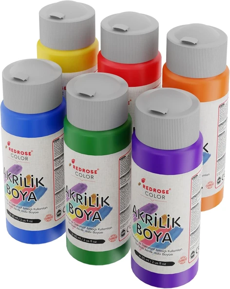 Red Ara Renkler Akrilik Boya 6'Lı Set 6X60 Ml ürün görseli 1