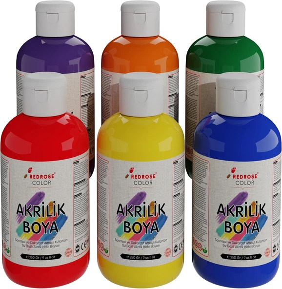 Red Ara Renkler Akrilik Boya 6'Lı Set 6X250 Gr ürün görseli 1