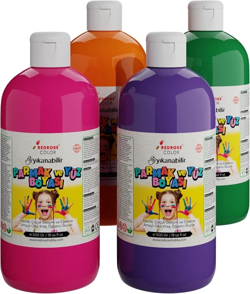 Red Ara Renkler Parmak Boyası 4'Lü Set 4X500 Gr ürün görseli 1