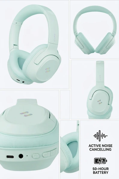 Havit H612BT Pro (Life NC02H) ANC Kulak Üstü Bluetooth Kulaklık - BT V5.4, -30dB, 50 Saat Dinleme Süresi - Yeşil ürün görseli 1