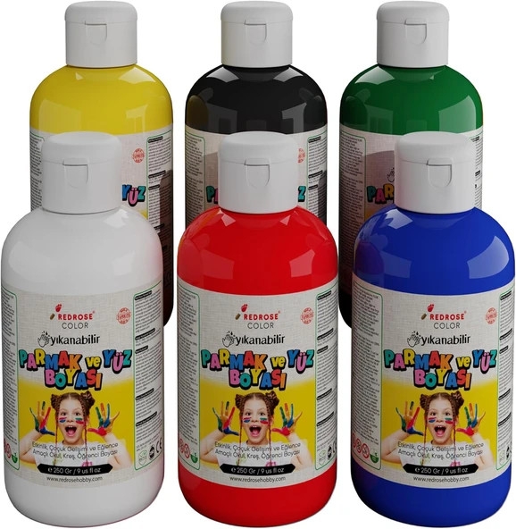 Ana Renkler Parmak Boyası 6'Lı Set 6X250Gr ürün görseli 1