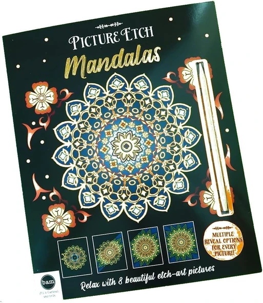 Picture Etch Mandala Kazımalı Boyama Seti – 8 Adet Mandala Panel ürün görseli 1