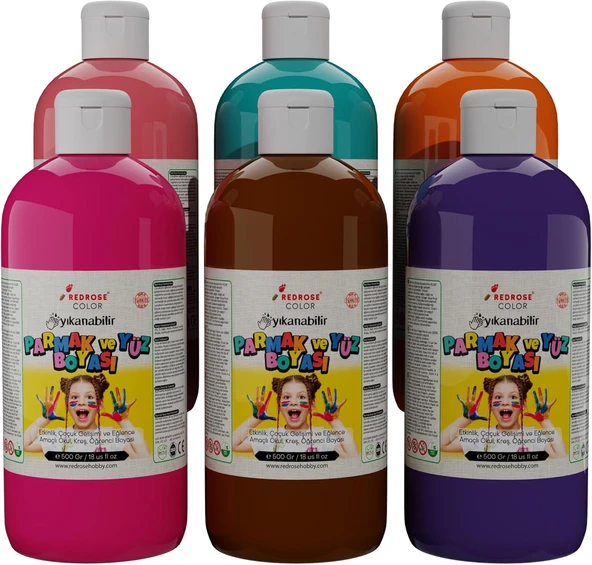 Red Tamamlayıcı Renkler Parmak Boyası 6'Lı Set 6X500 Gr ürün görseli 1