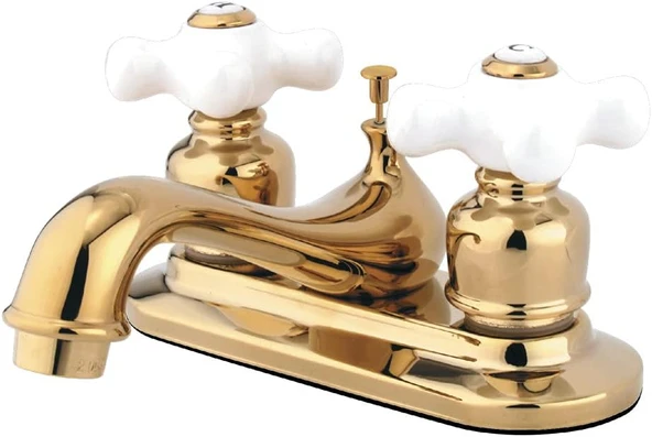 Brass Gkb602Px Restorasyon 10,16 Cm Merkezli Lavabo Bataryası Perakende Açılır Kapanır, Cilalı Pirinç ürün görseli 1
