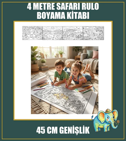 Orman Macerası Dev Rulo Boyama Kağıdı 4 Metre 45 Cm Genişlik ürün görseli 1