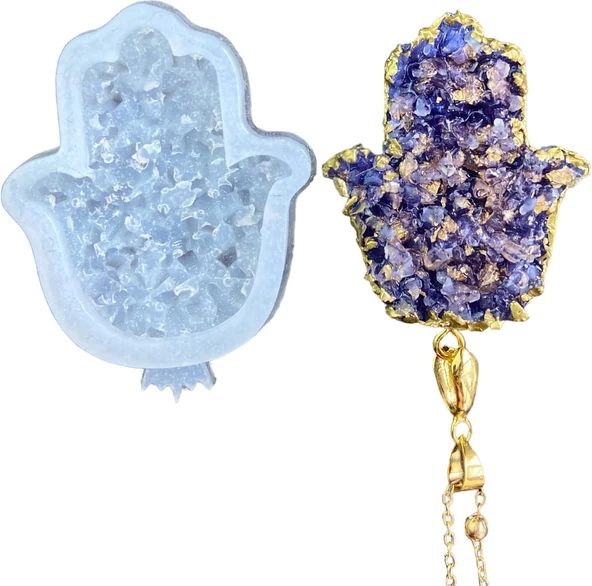 Cnk Shop Yuvarlak Druzy Kristal Silikon Epoksi Kalıbı, 4 Cm, Şeffaf, Kolye Anahtarlık Yapımı Için, (Fatima) ürün görseli 1