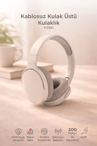 Bluetooth Kulaklık Kulak Üstü Kablosuz Kulaklık P2961 ürün görseli 1