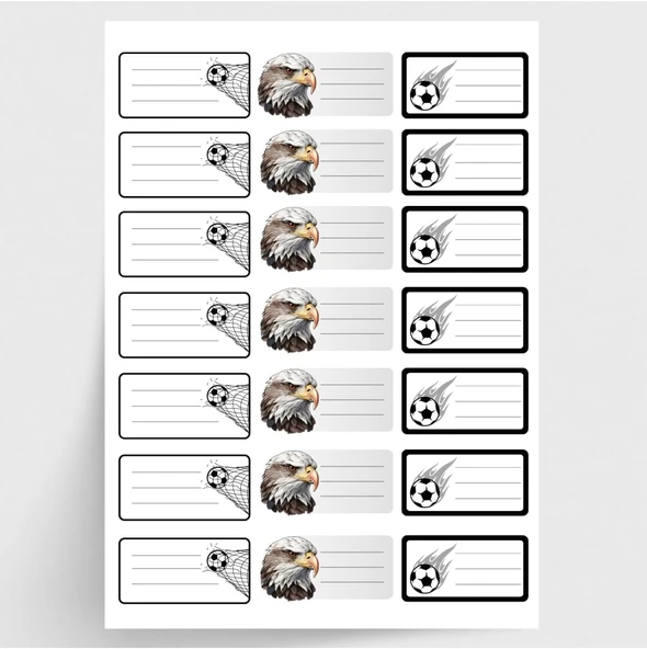 Bimotif Siyah-Beyaz Isimlik Okul Etiketi, Sticker Seti, 210 Adet ürün görseli 1
