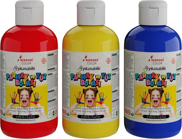 Kırmızı-Mavi-Sarı Parmak Boyası 3'Lü Set 3X250Gr ürün görseli 1