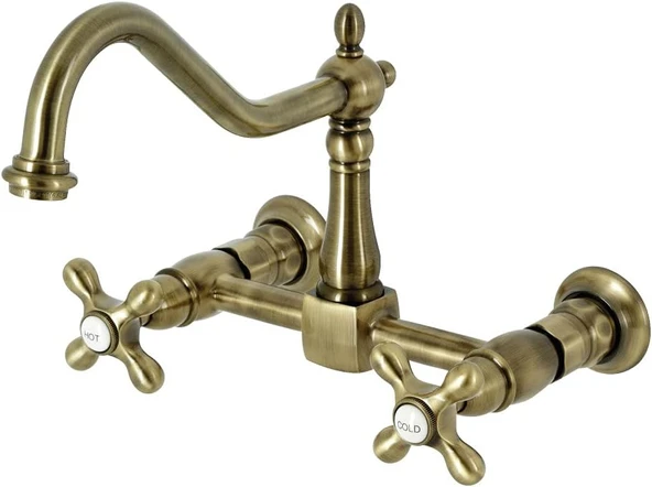 Brass Heritage Duvara Monte Mutfak Bataryası, 20 Cm Centerset, Antik Pirinç ürün görseli 1