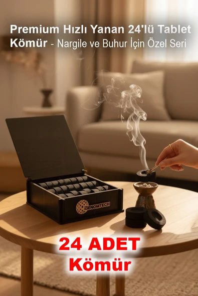 Premium Hızlı Yanan 24'lü Tablet Kömür - Nargile ve Buhur İçin Özel Seri ürün görseli 1