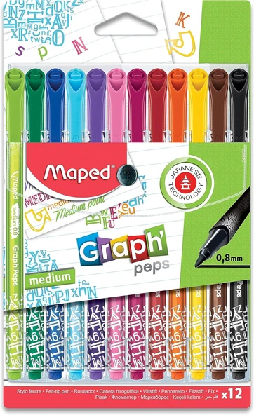 Maped 749652 Felt Tıp 12 Renk Keçeli Kalem ürün görseli 1