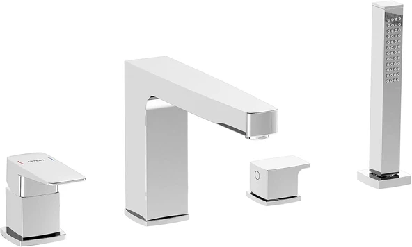 Root Square A42757 Küvet Bataryası, 4 Delikli, Krom ürün görseli 1