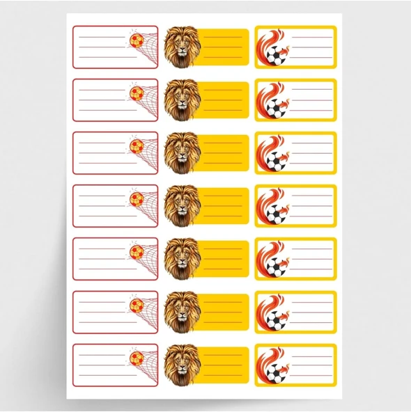 Bimotif Sarı-Kırmızı Isimlik Okul Etiketi, Sticker Seti, 210 Adet ürün görseli 1