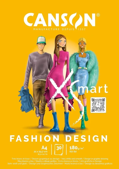 Canson Xsmart Çizim Kağıdı, Beyaz, Düz, 180 G/M², Uzun Taraflı, A4-21 X 29,7 Cm, Beyaz, 30 Yaprak ürün görseli 1
