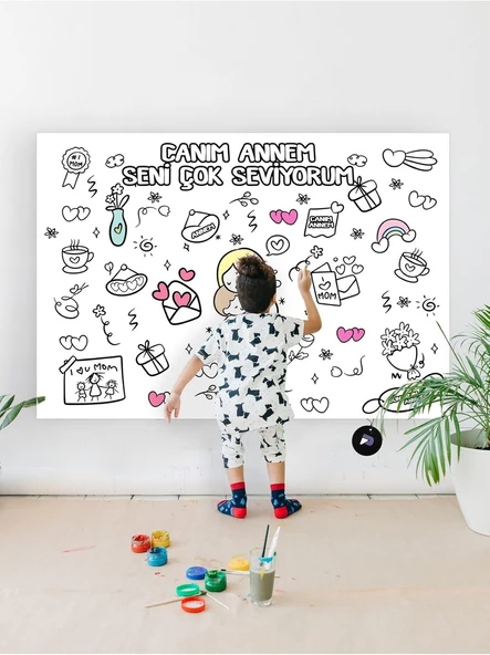 Anneler Günü Dev Boyama Kağıdı, Çocuklar Için Aktivite Boyama Rulosu (90X130Cm) ürün görseli 1