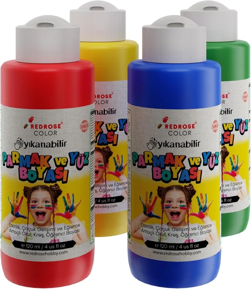 Ana Renkler Parmak Boyası 4'Lü Set 4X120Ml ürün görseli 1