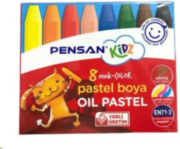 Pensan Kidz Pastel Boya, 8 Renk, Çocuklar İçin ürün görseli 1