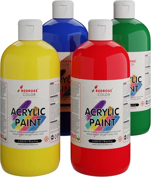 Red Ana Renkler Akrilik Boya 4'Lü Set 4X500 Gr ürün görseli 1