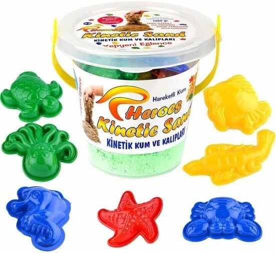 Eren Heroes Kinetik Kum Kovalı Set 6 Renk Seçenekli 1 Kg + 6 Parça Oyun Kalıbı Yeşi̇l ürün görseli 1
