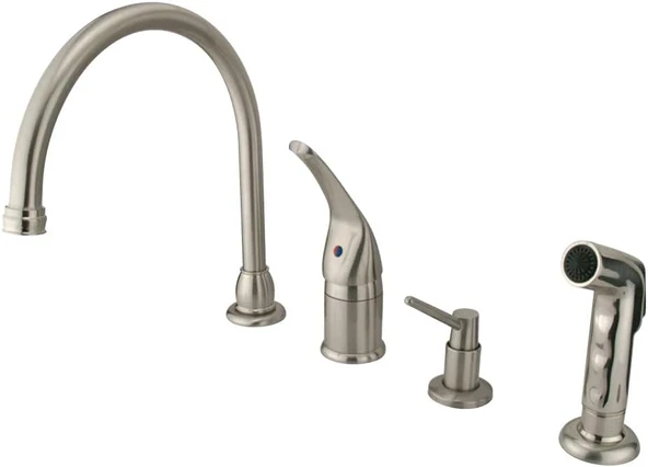 Brass Kb828 K8 Chatham Single Lever Handle Musluk With Spray Sıvı Sabun Dispenseri, Saten Nikel Brass ürün görseli 1