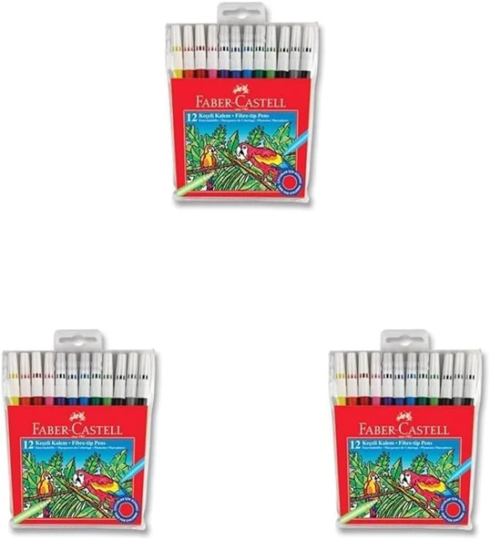 Faber-Castell Keçeli Kalem, 12 Renk 3Lü Paket ürün görseli 1