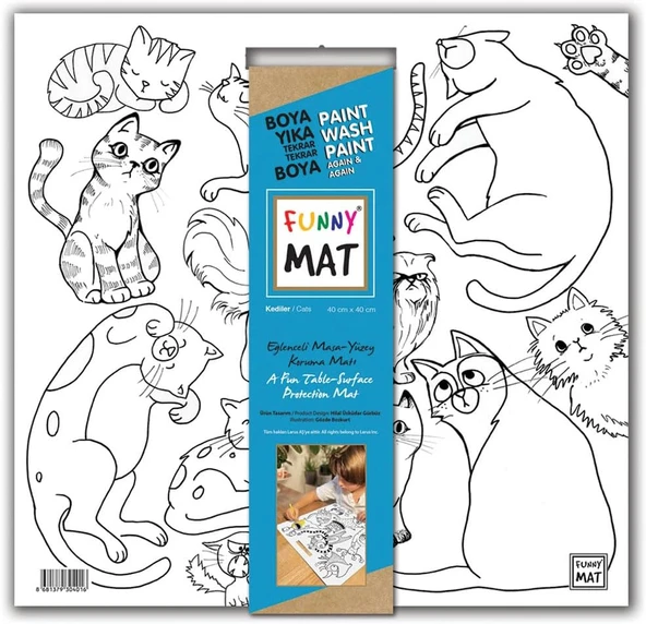 Akademi Çocuk Funny Mat White 40X40Cm - Kediler ürün görseli 1