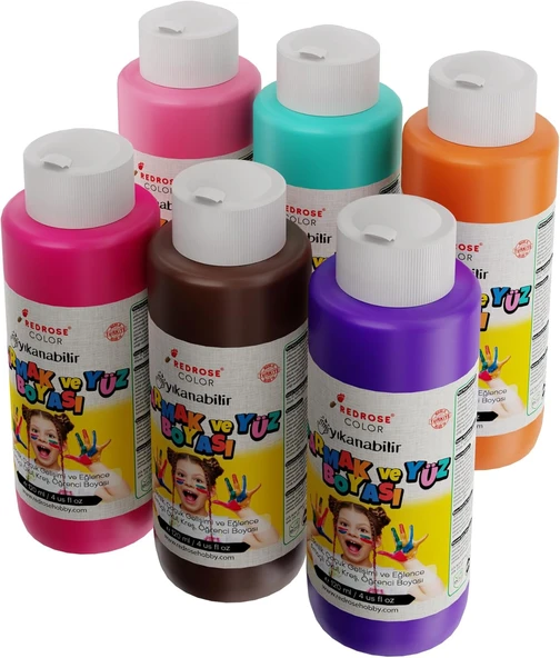 Red Tamamlayıcı Renkler Parmak Boyası 6'Lı Set 6X120 Ml ürün görseli 1