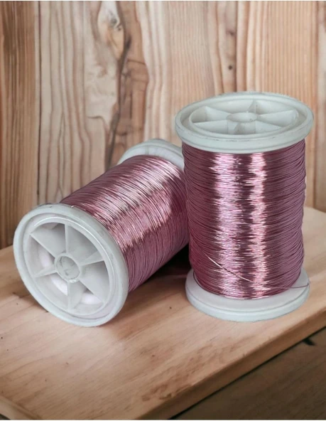 Gürbüz Filografi 0.30 Mm(100Gr-150M) Bakır Üstü Gümüş Kaplı Pudra Pembe Renkli Filografi Teli ürün görseli 1