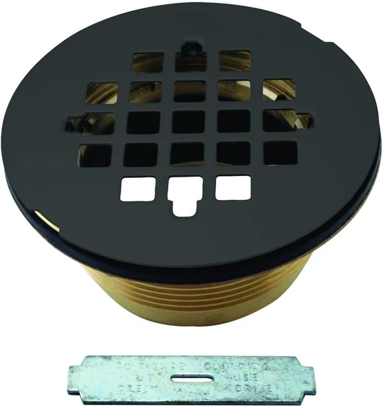 Westbrass D206B-62 5,08 Cm Kalafsız Pirinç Sıkıştırma Duş Tahliyesi 4-1/4 Inç Yuvarlak Izgara Kapağı, 1-Paket, Mat Siyah ürün görseli 1