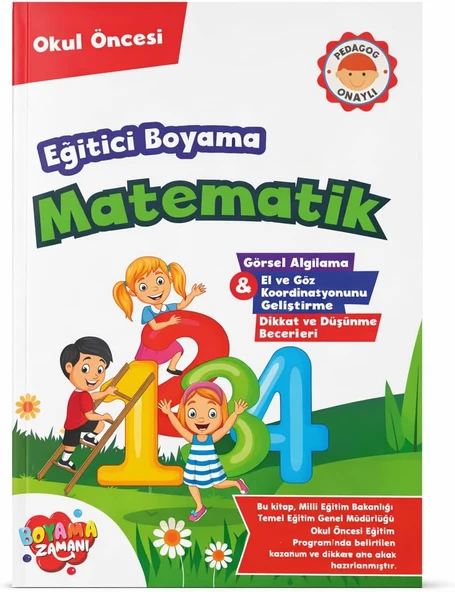 Okul Öncesi Eğitici Matematik Resim Boyama Kitabı, 6'Lı Boya Kalemi Seti Ile Birlikte, Boyama Zamanı ürün görseli 1